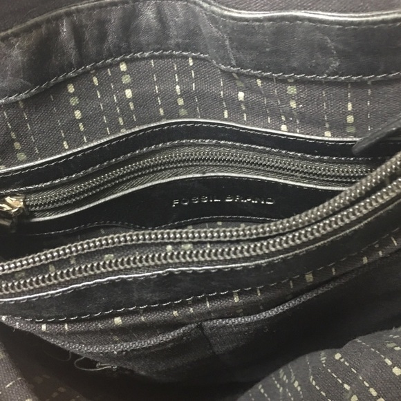 Fossil Brand black leather large satchel book bag - Picture 10 of 10